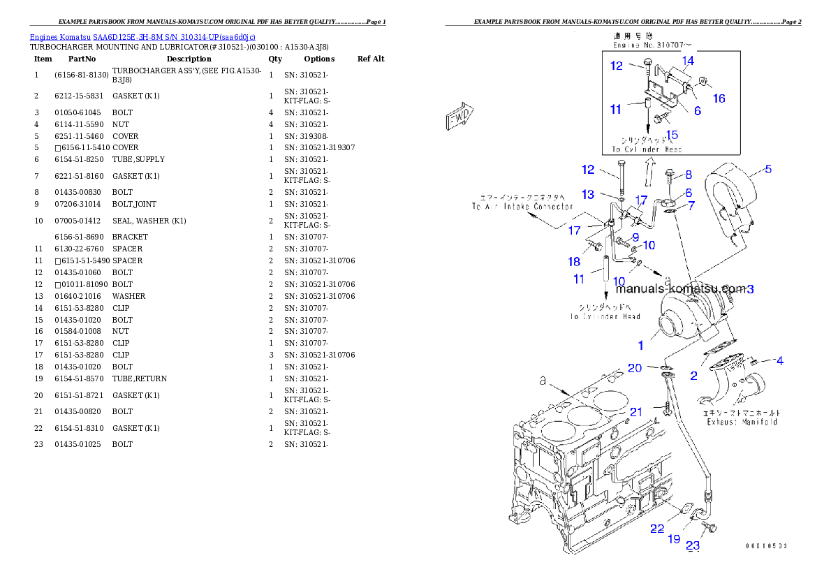 Protected: SAA6D125E-3H-8M S/N 310314-UP Partsbook