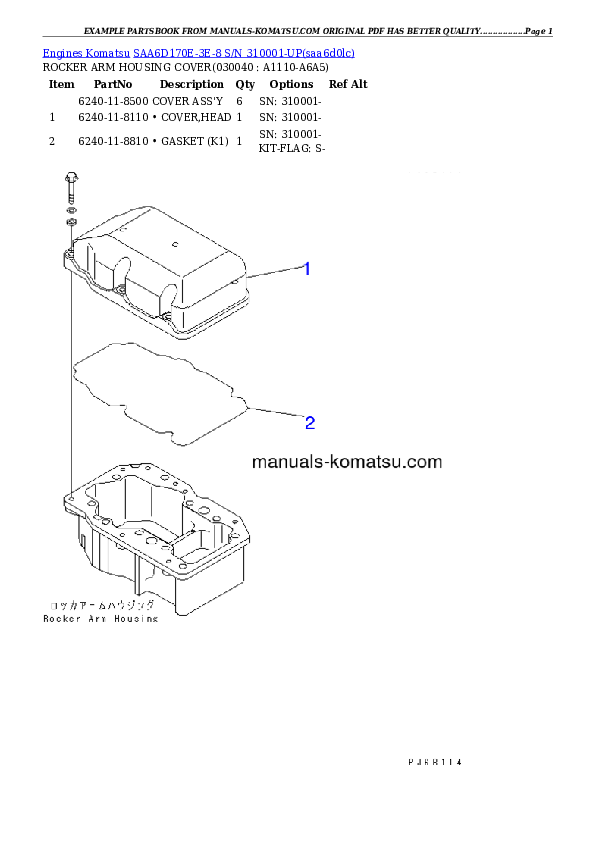 Protected: SAA6D170E-3E-8 S/N 310001-UP Partsbook