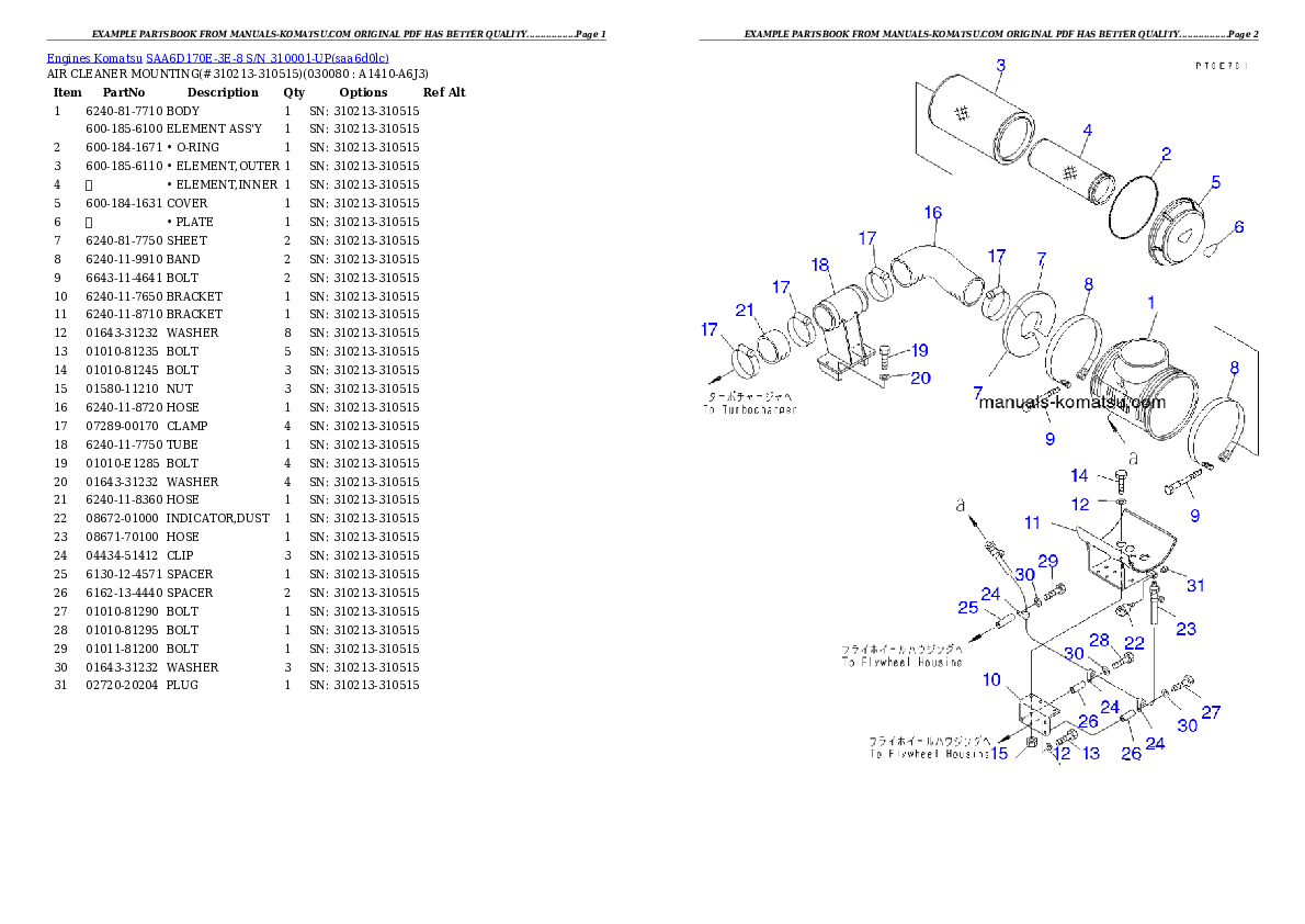 Protected: SAA6D170E-3E-8 S/N 310001-UP Partsbook