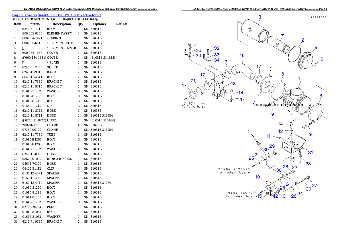 Protected: SAA6D170E-3E-8 S/N 310001-UP Partsbook