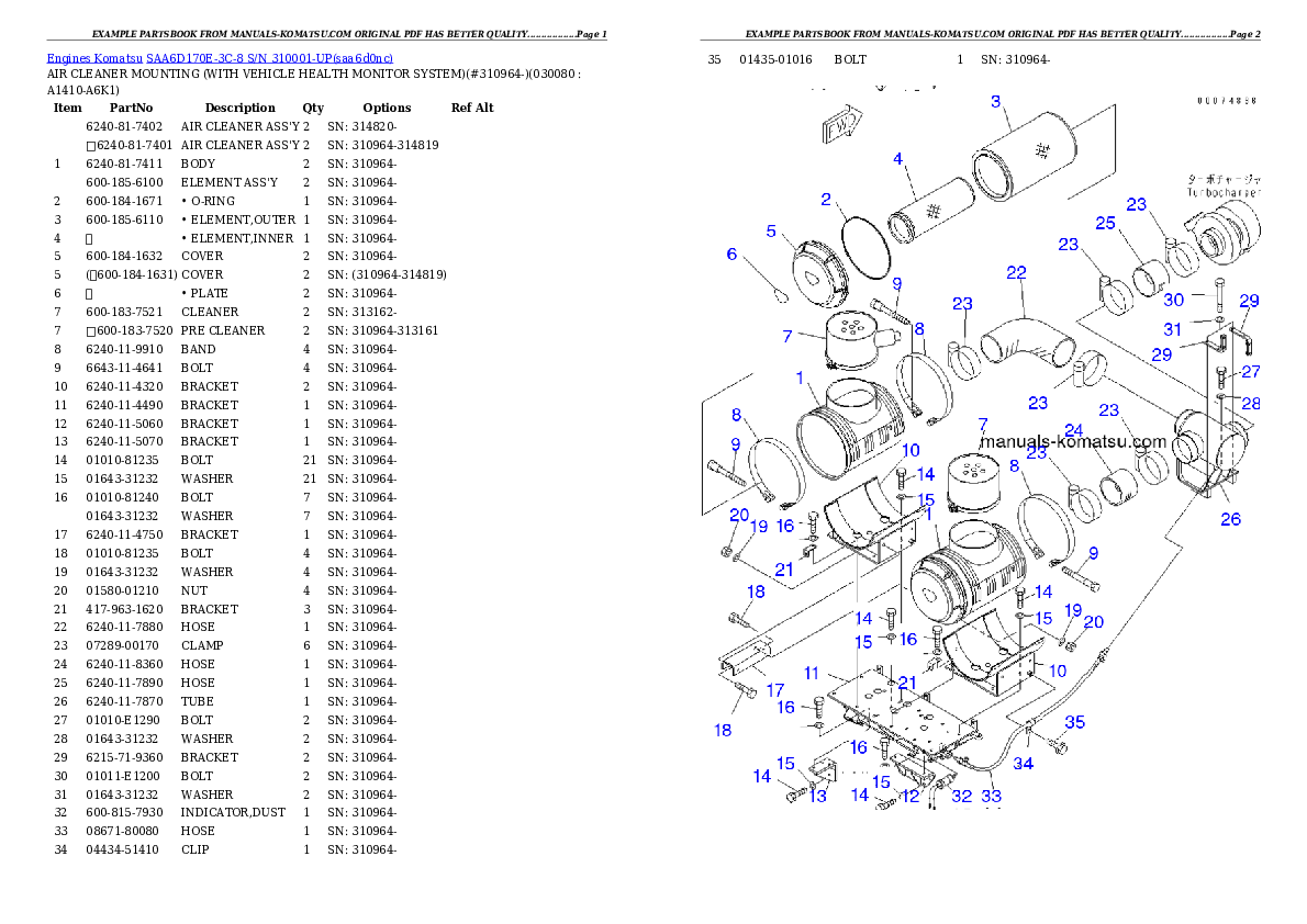 Protected: SAA6D170E-3C-8 S/N 310001-UP Partsbook