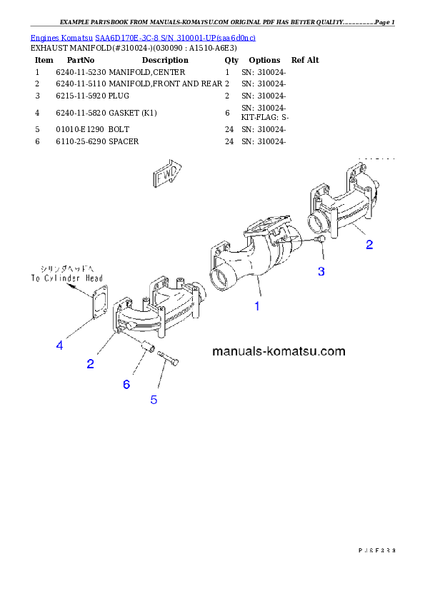 Protected: SAA6D170E-3C-8 S/N 310001-UP Partsbook