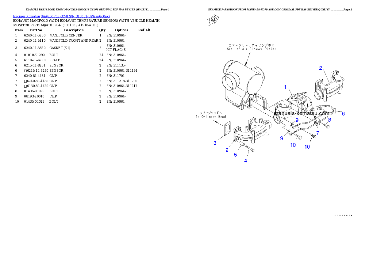 Protected: SAA6D170E-3C-8 S/N 310001-UP Partsbook