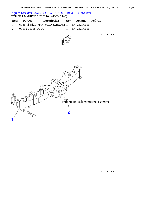 Protected: SAA6D102E-2A-8 S/N 26274903-UP Partsbook