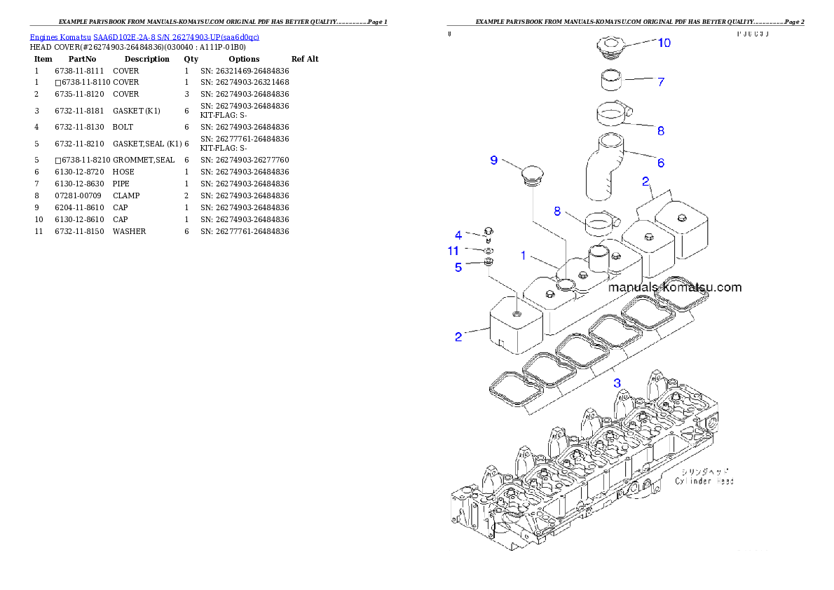 Protected: SAA6D102E-2A-8 S/N 26274903-UP Partsbook