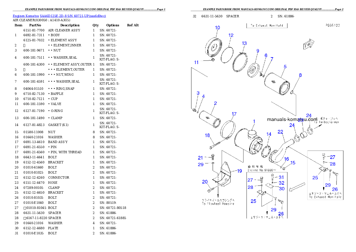 Protected: SAA6D125E-2D-8 S/N 60721-UP Partsbook
