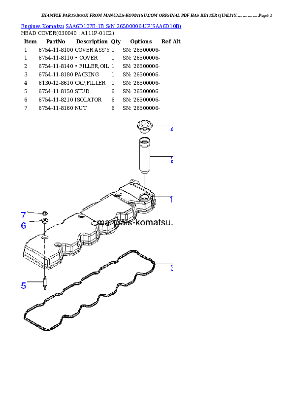 Protected: SAA6D107E-1B S/N 26500006-UP Partsbook