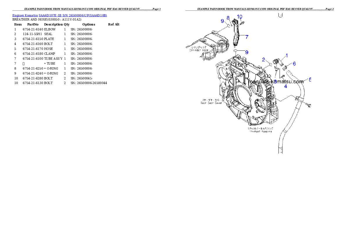 Protected: SAA6D107E-1B S/N 26500006-UP Partsbook