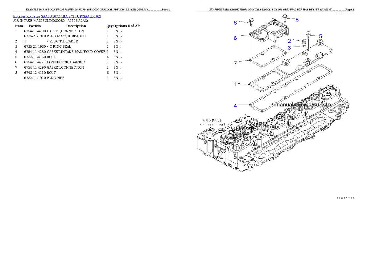 Protected: SAA6D107E-1BA S/N .-UP Partsbook