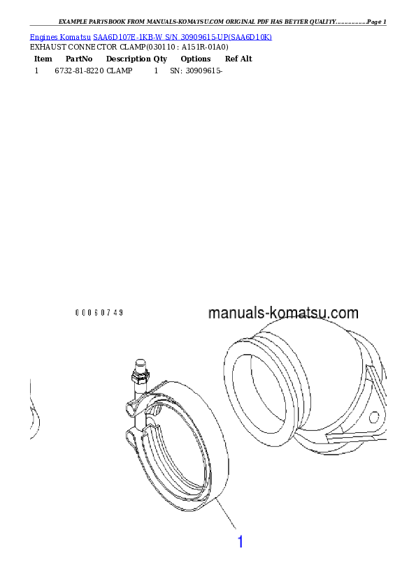 Protected: SAA6D107E-1KB-W S/N 30909615-UP Partsbook