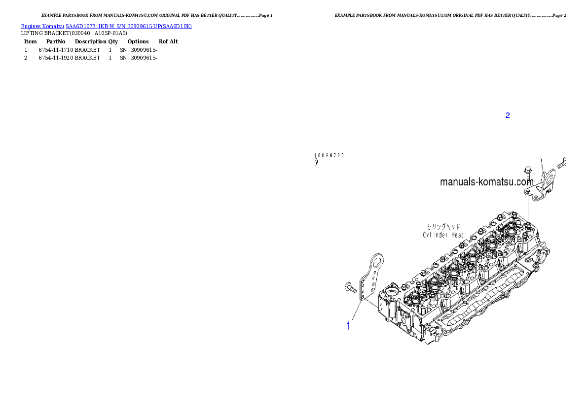 Protected: SAA6D107E-1KB-W S/N 30909615-UP Partsbook