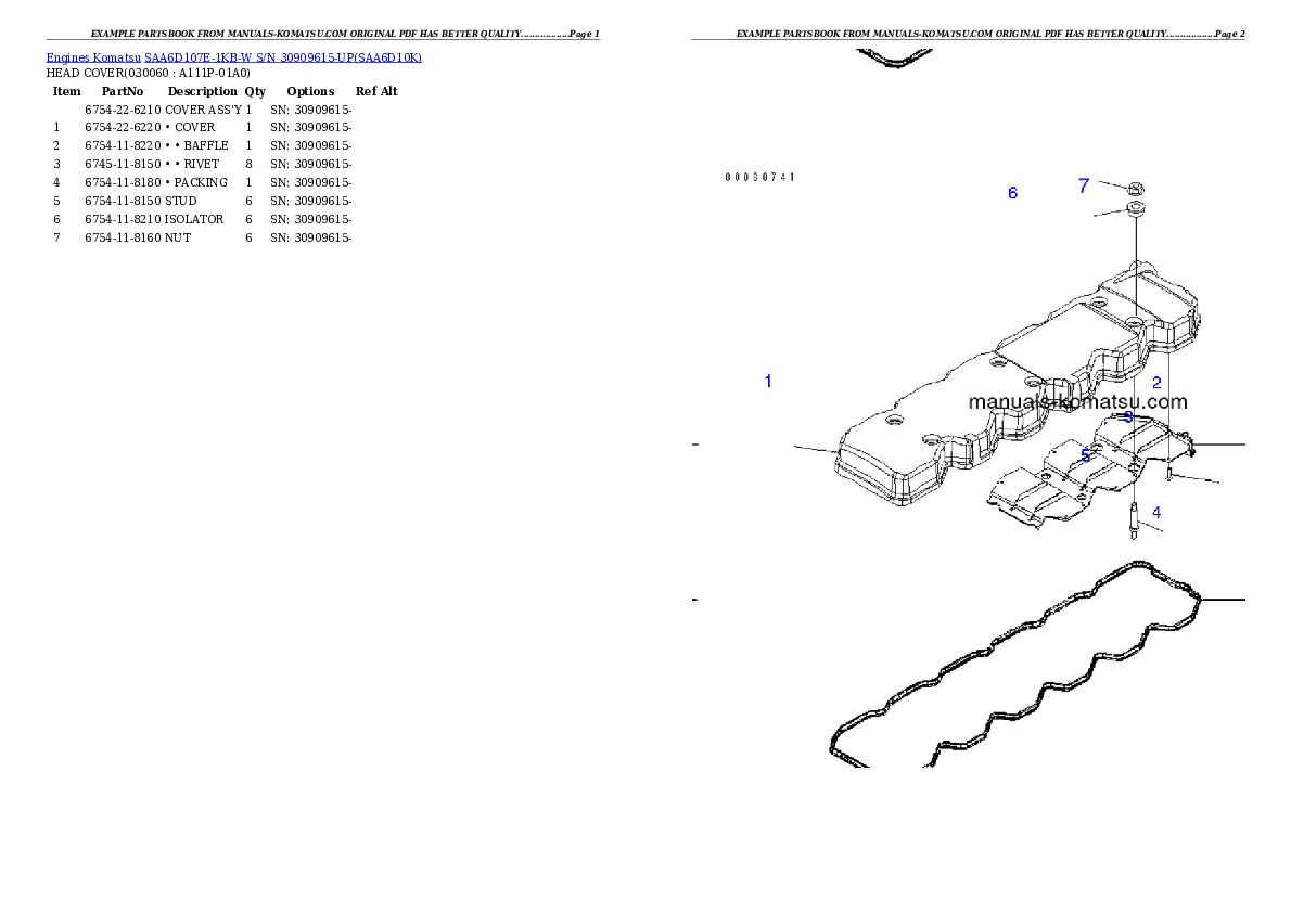 Protected: SAA6D107E-1KB-W S/N 30909615-UP Partsbook