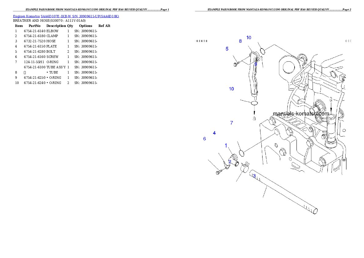 Protected: SAA6D107E-1KB-W S/N 30909615-UP Partsbook