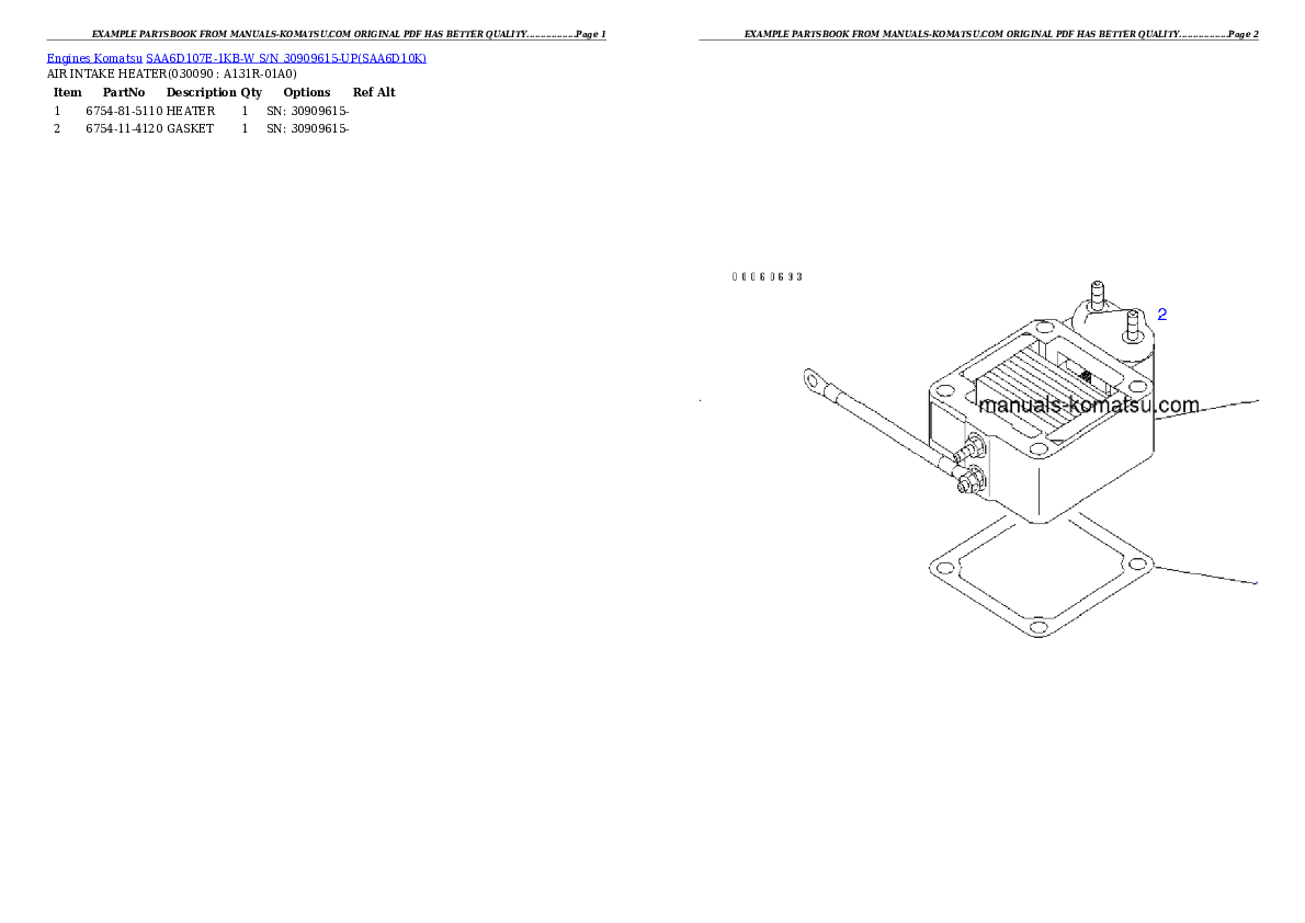 Protected: SAA6D107E-1KB-W S/N 30909615-UP Partsbook