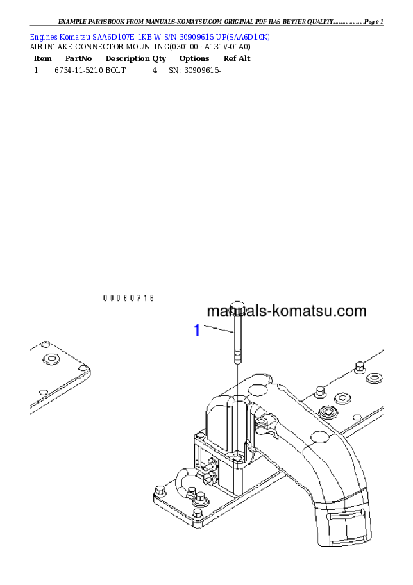 Protected: SAA6D107E-1KB-W S/N 30909615-UP Partsbook