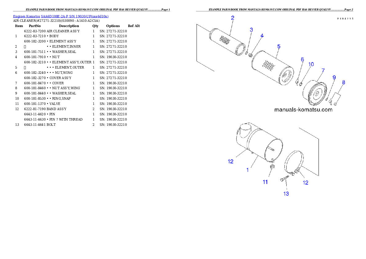 Protected: SAA6D108E-2A-P S/N 19030-UP Partsbook