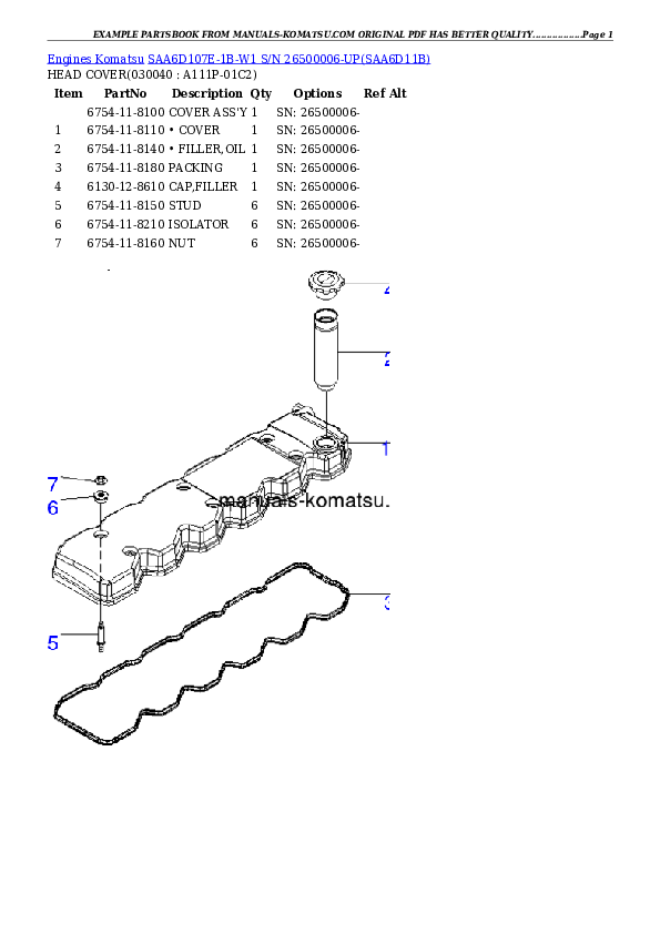 Protected: SAA6D107E-1B-W1 S/N 26500006-UP Partsbook