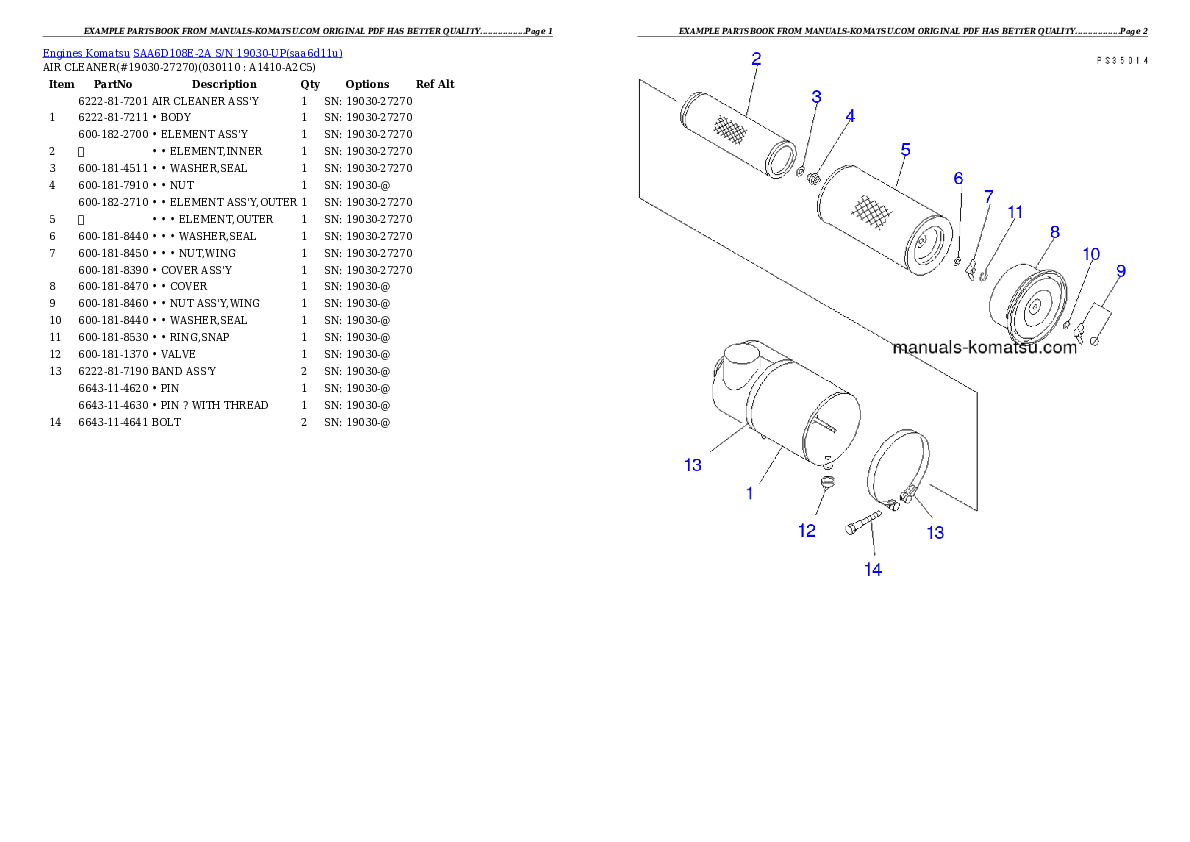 Protected: SAA6D108E-2A S/N 19030-UP Partsbook