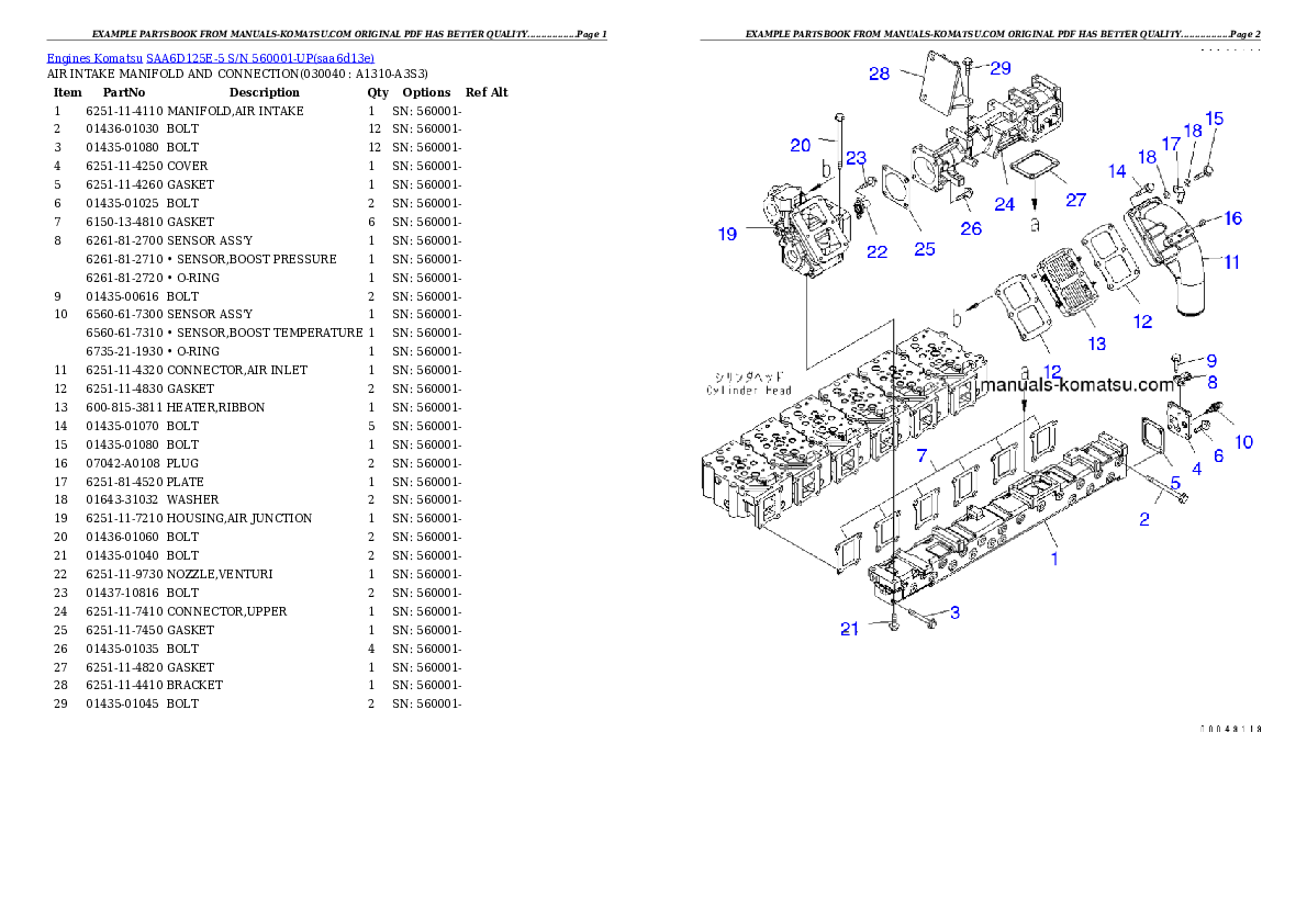 Protected: SAA6D125E-5 S/N 560001-UP Partsbook