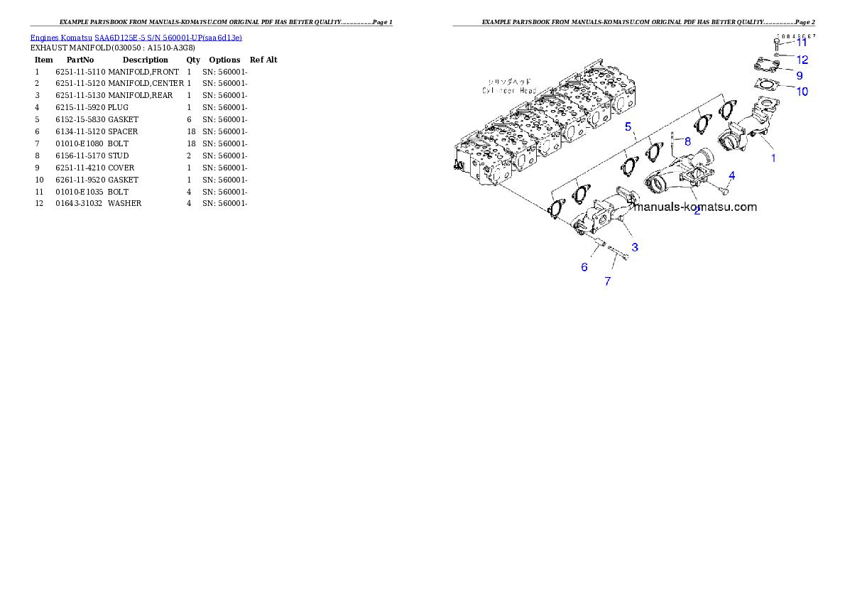 Protected: SAA6D125E-5 S/N 560001-UP Partsbook