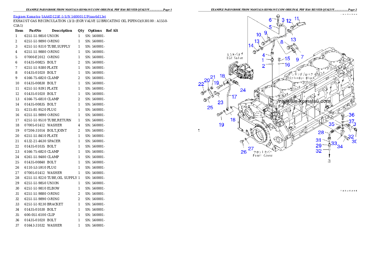 Protected: SAA6D125E-5 S/N 560001-UP Partsbook