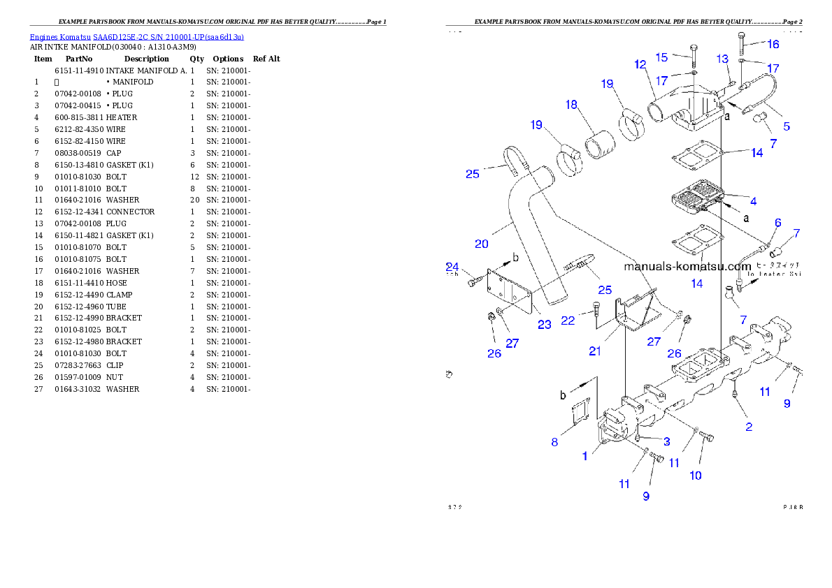 Protected: SAA6D125E-2C S/N 210001-UP Partsbook