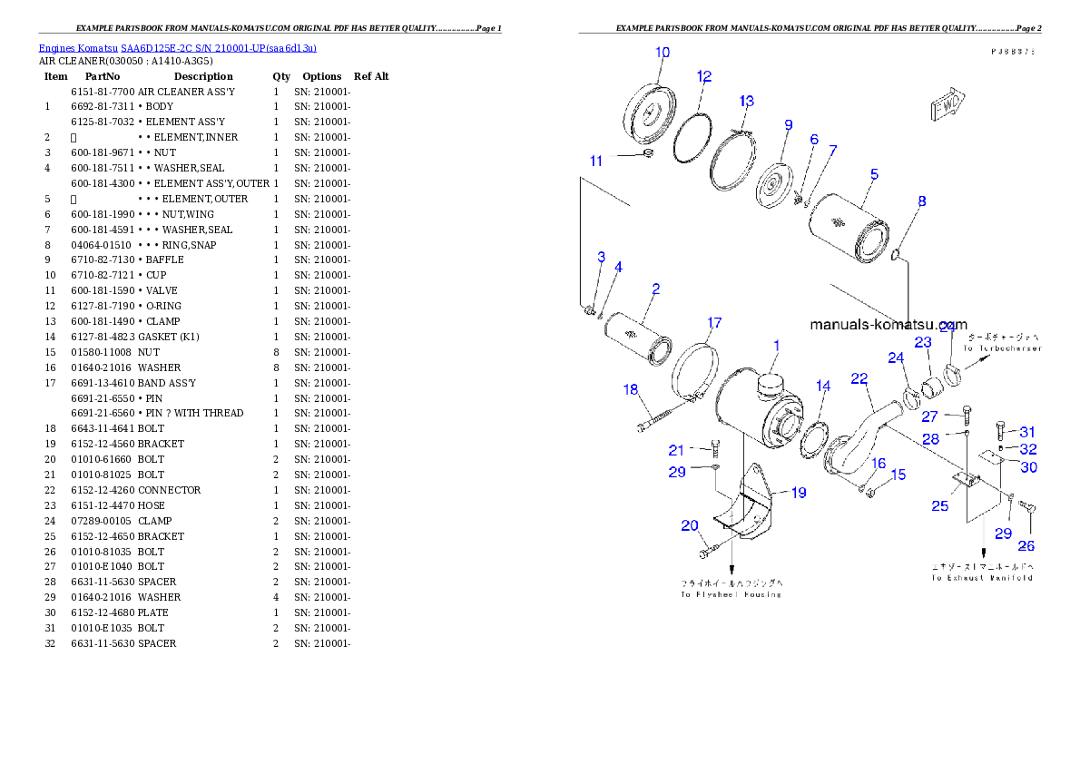 Protected: SAA6D125E-2C S/N 210001-UP Partsbook