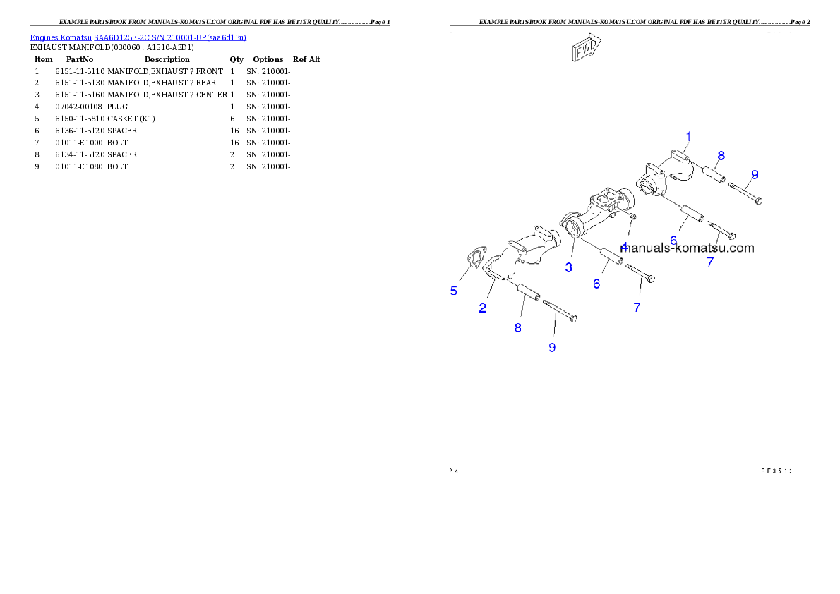 Protected: SAA6D125E-2C S/N 210001-UP Partsbook