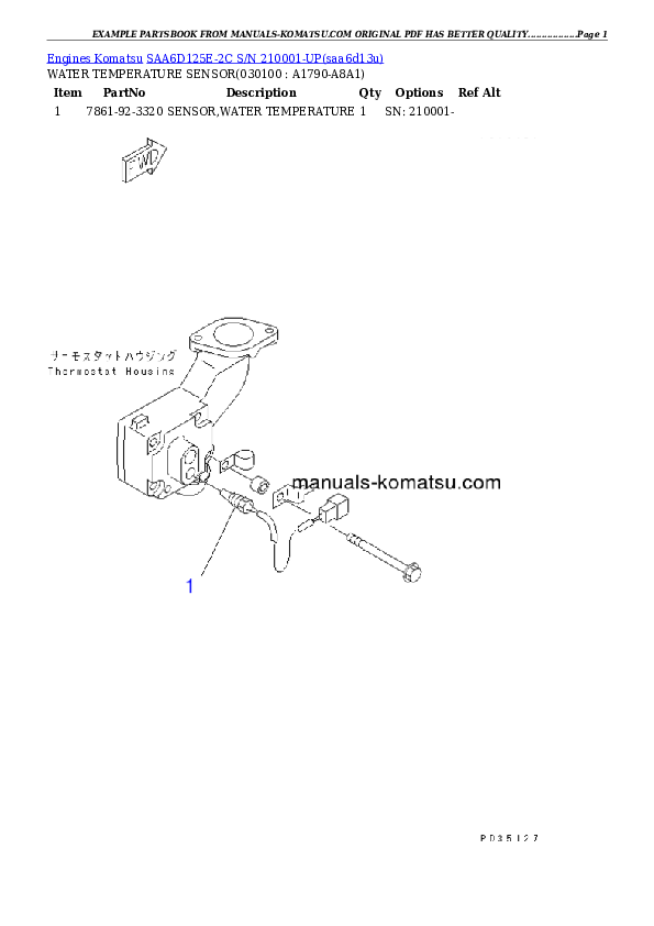 Protected: SAA6D125E-2C S/N 210001-UP Partsbook