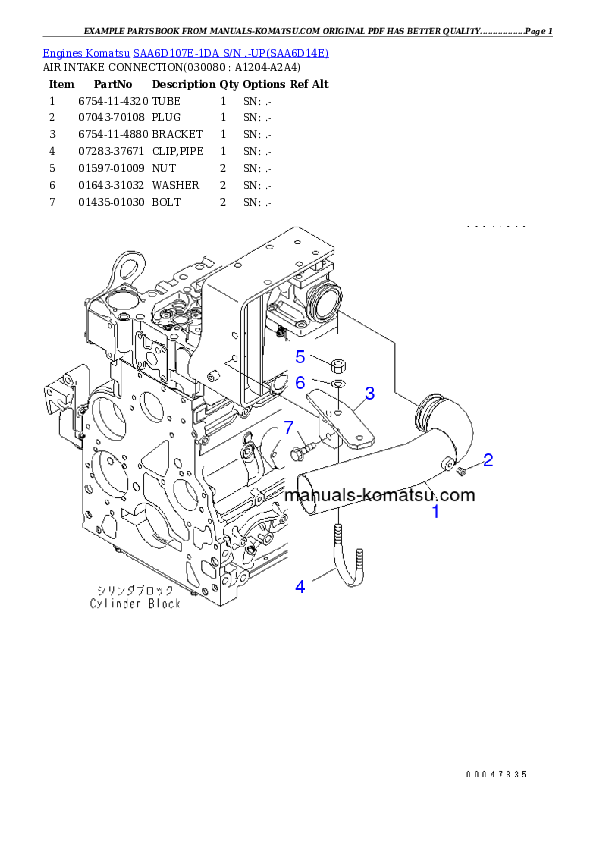 Protected: SAA6D107E-1DA S/N .-UP Partsbook