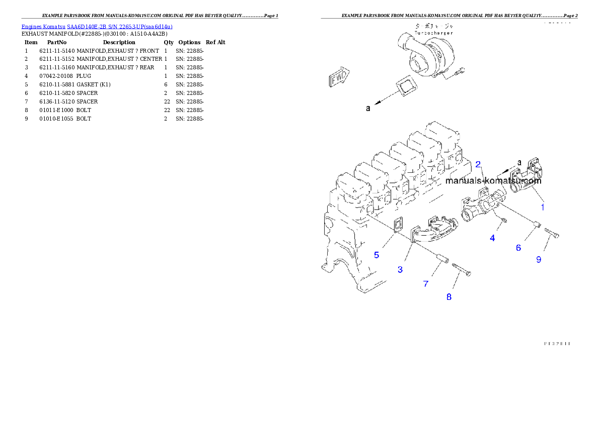 Protected: SAA6D140E-2B S/N 22653-UP Partsbook
