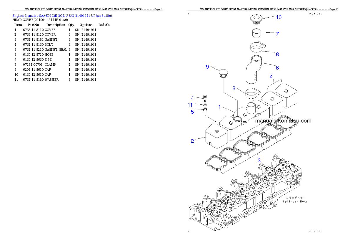 Protected: SAA6D102E-2C-KU S/N 21494941-UP Partsbook
