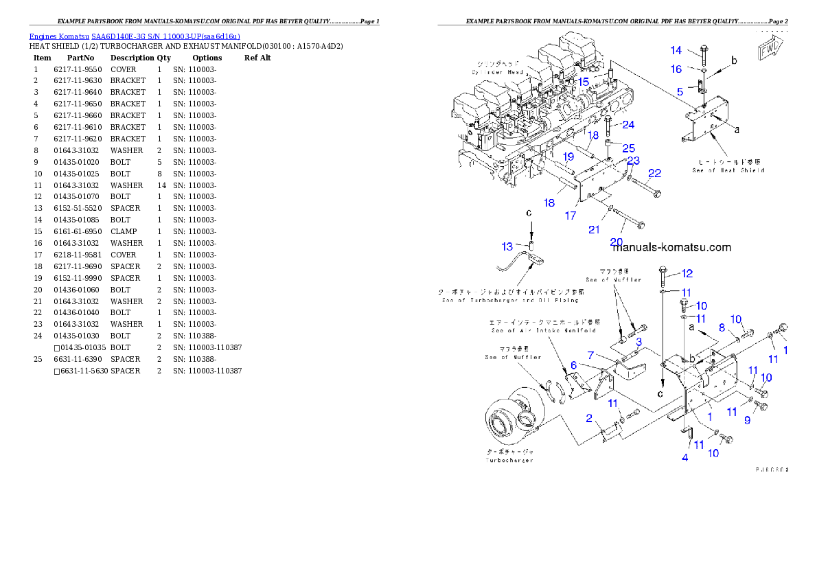 Protected: SAA6D140E-3G S/N 110003-UP Partsbook