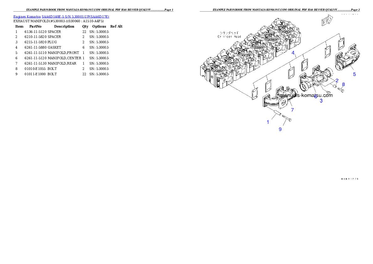Protected: SAA6D140E-5 S/N 530001-UP Partsbook