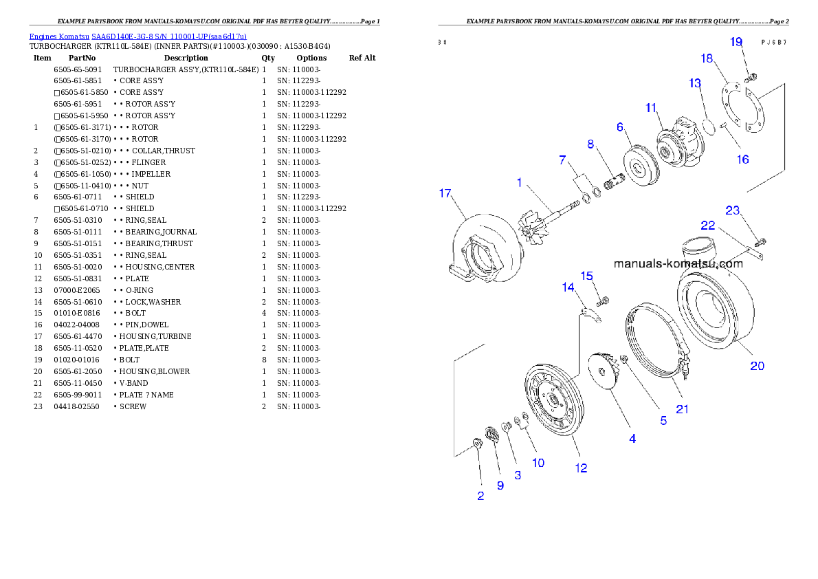 Protected: SAA6D140E-3G-8 S/N 110001-UP Partsbook