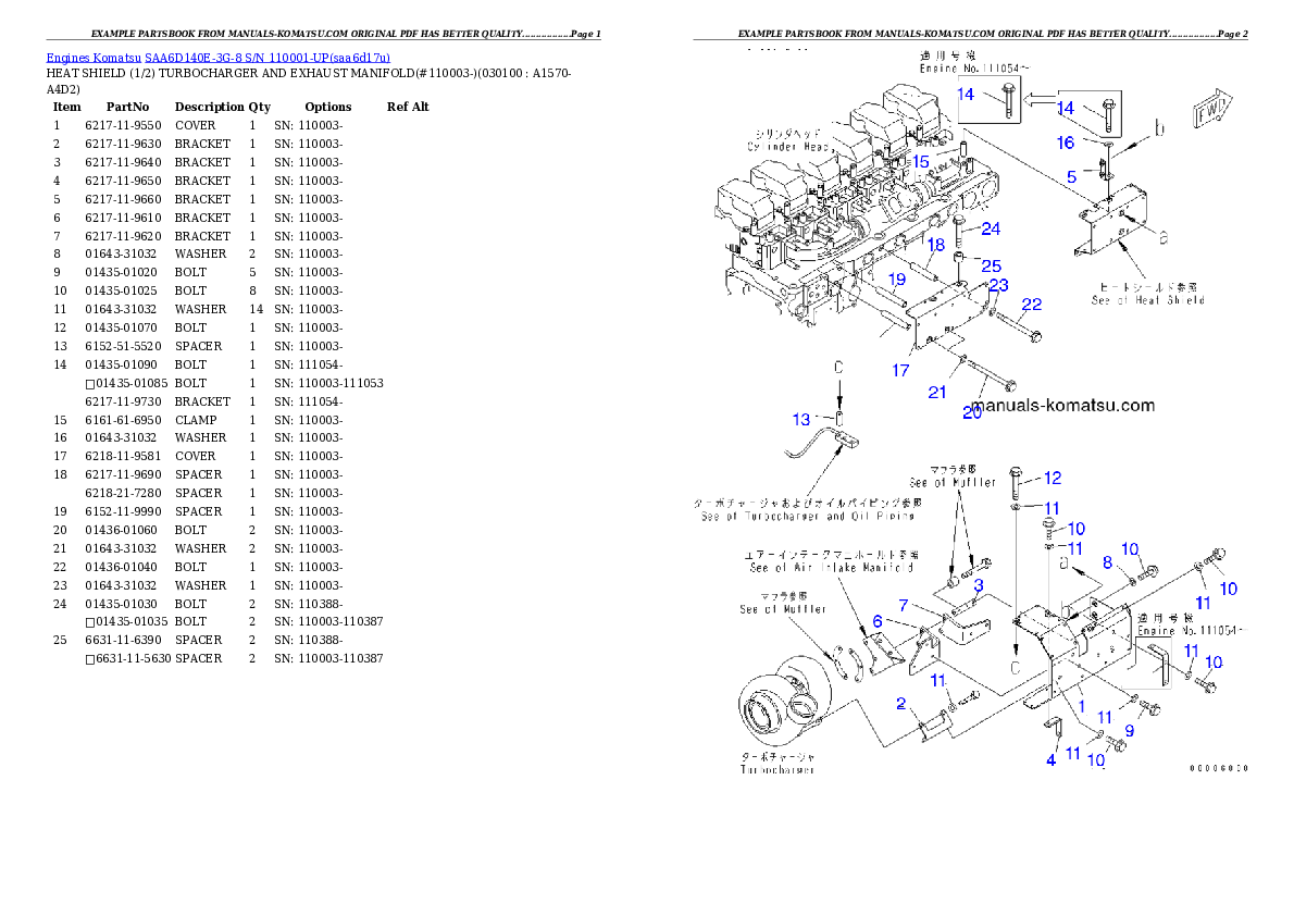 Protected: SAA6D140E-3G-8 S/N 110001-UP Partsbook