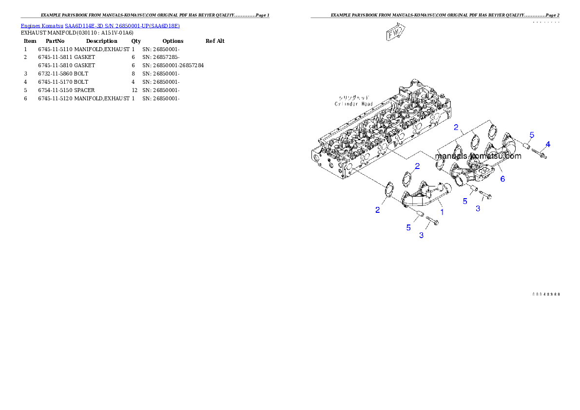 Protected: SAA6D114E-3D S/N 26850001-UP Partsbook