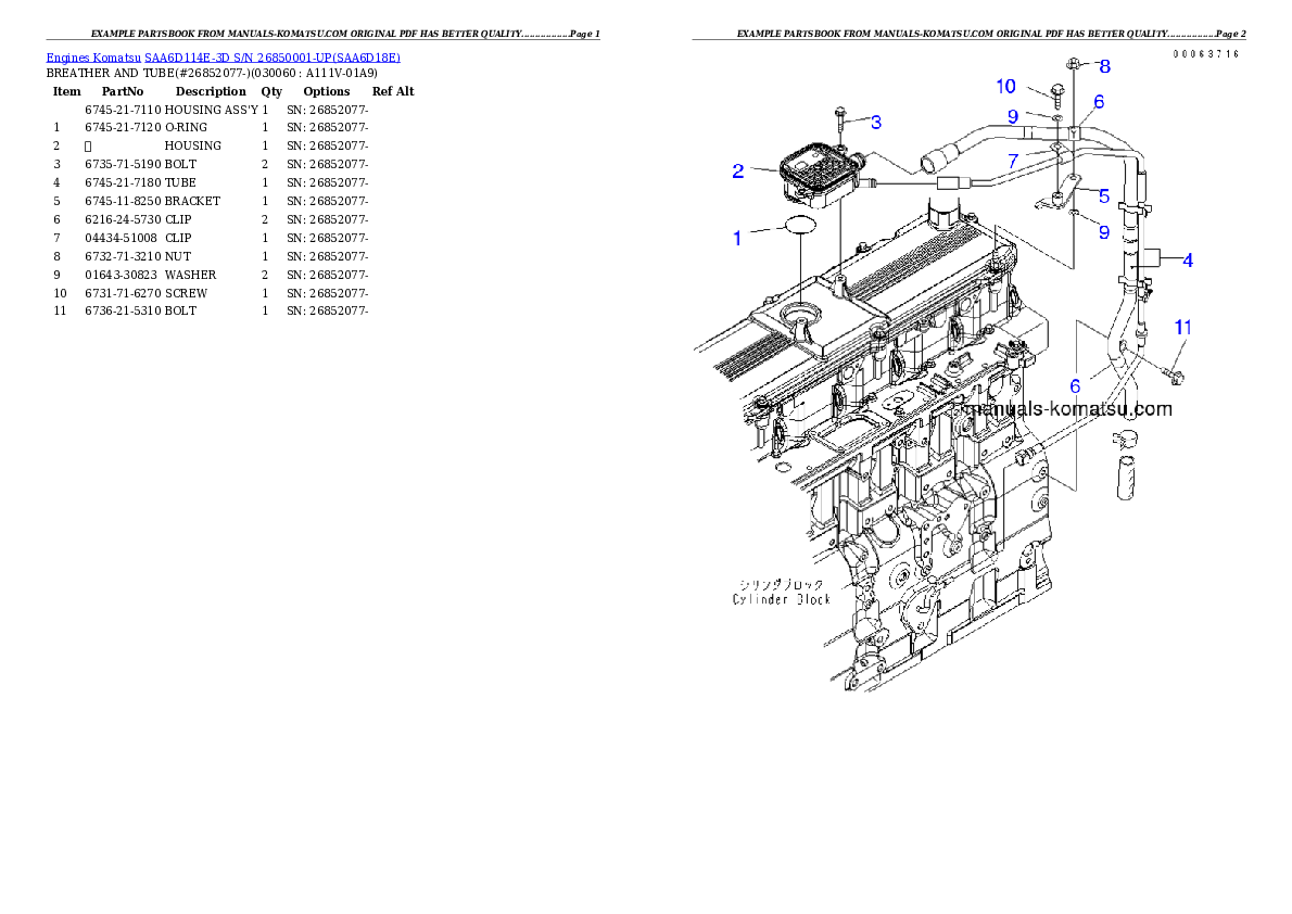 Protected: SAA6D114E-3D S/N 26850001-UP Partsbook