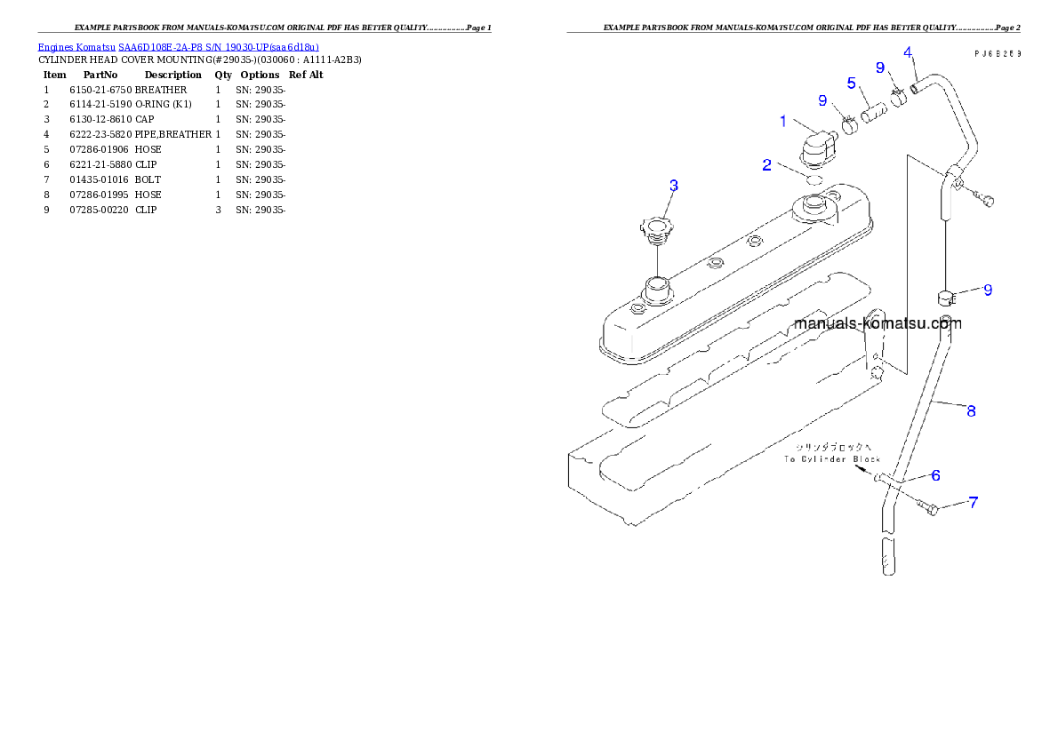 Protected: SAA6D108E-2A-P8 S/N 19030-UP Partsbook