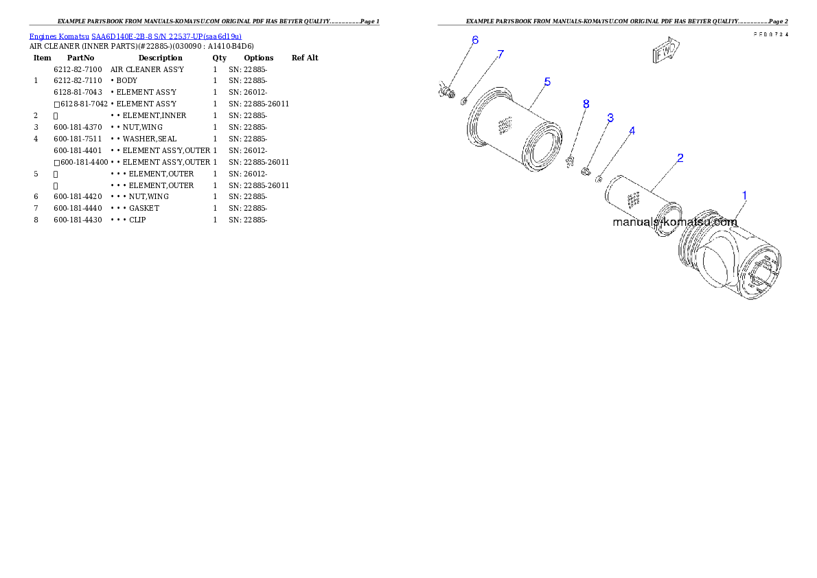 Protected: SAA6D140E-2B-8 S/N 22537-UP Partsbook