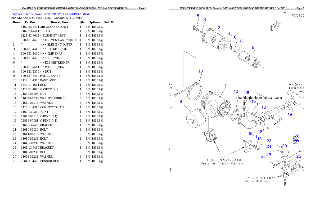 Protected: SAA6D170E-2D S/N 17389-UP Partsbook