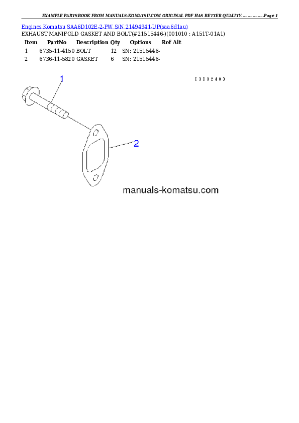 Protected: SAA6D102E-2-PW S/N 21494941-UP Partsbook