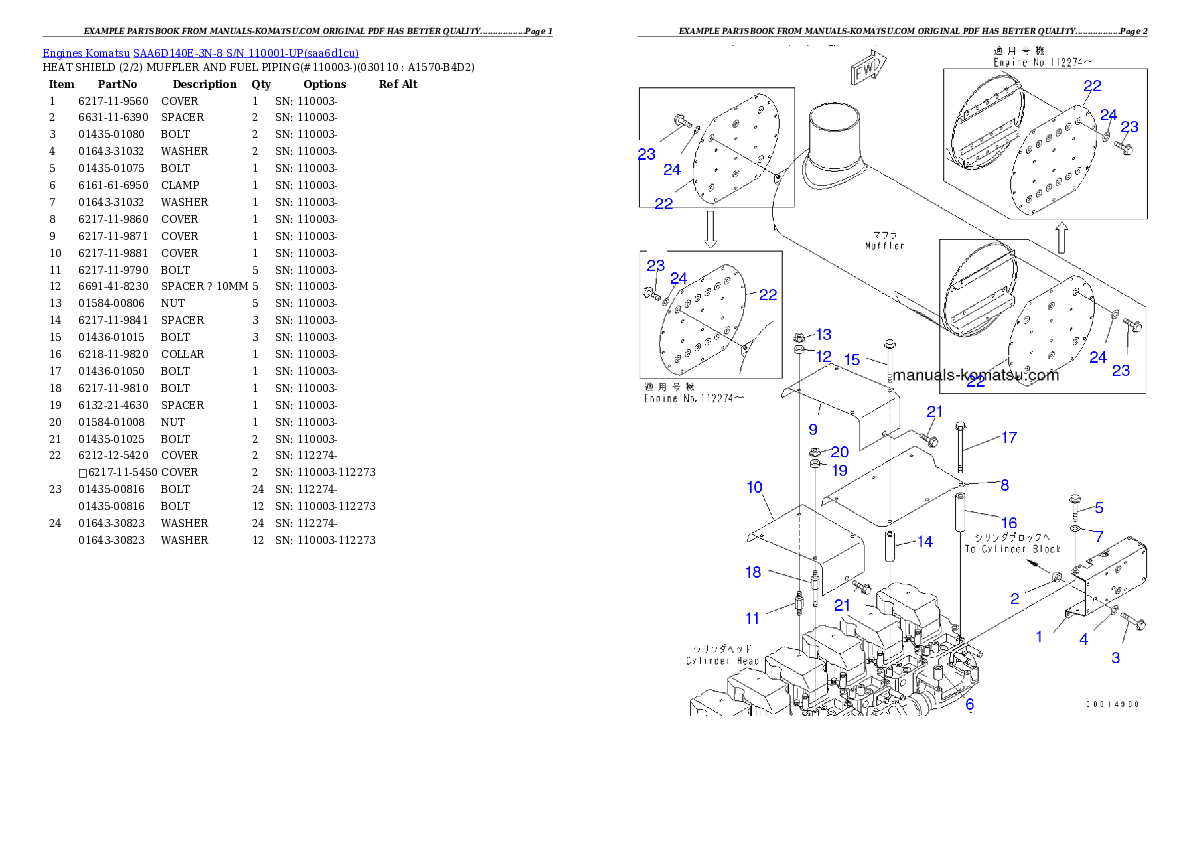 Protected: SAA6D140E-3N-8 S/N 110001-UP Partsbook