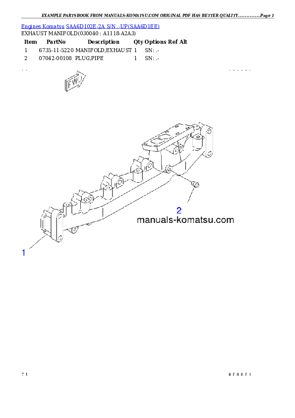 Protected: SAA6D102E-2A S/N .-UP Partsbook