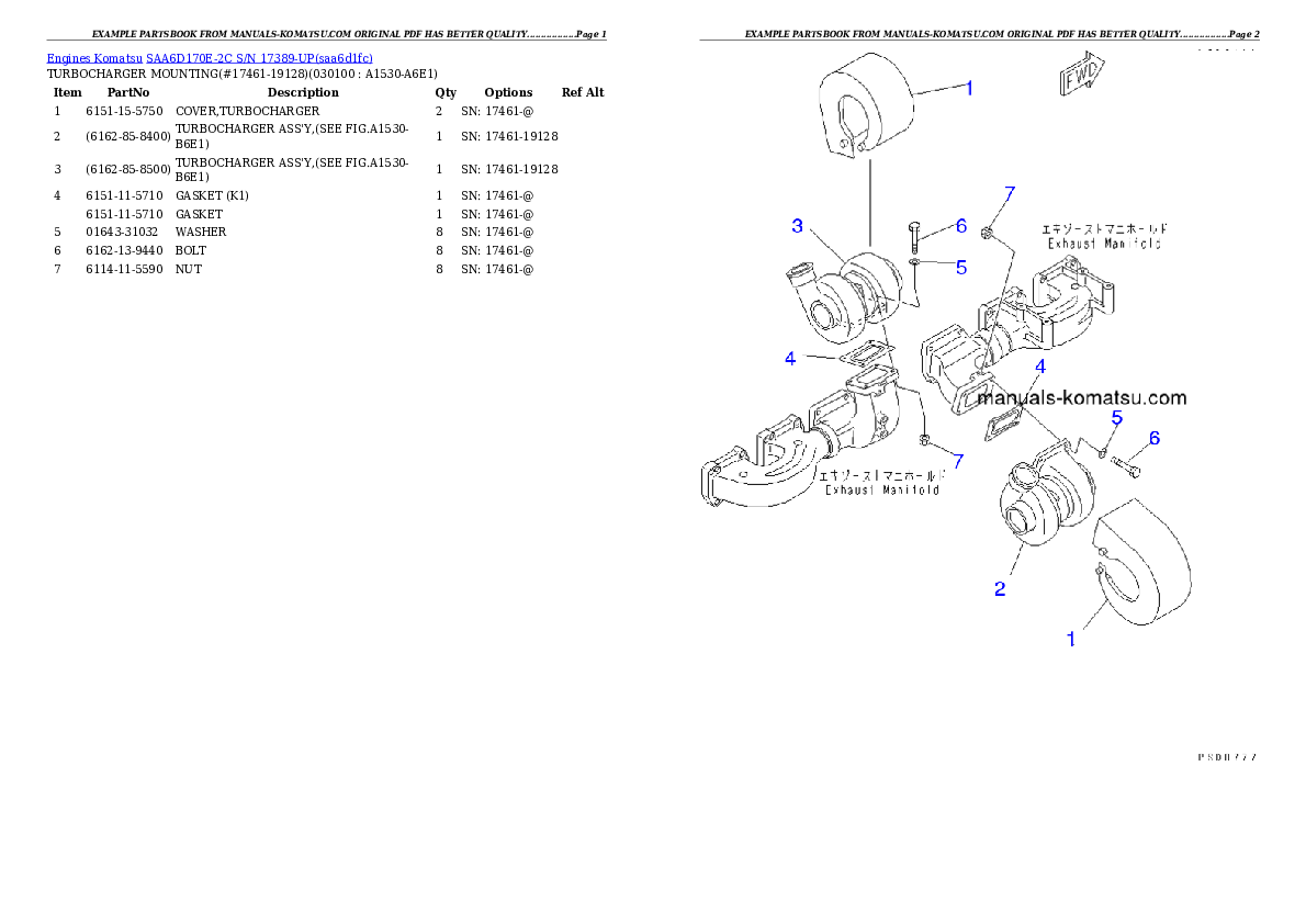 Protected: SAA6D170E-2C S/N 17389-UP Partsbook