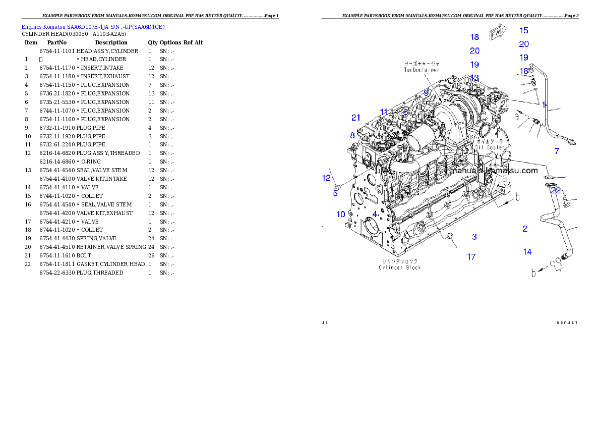 Protected: SAA6D107E-1JA S/N .-UP Partsbook
