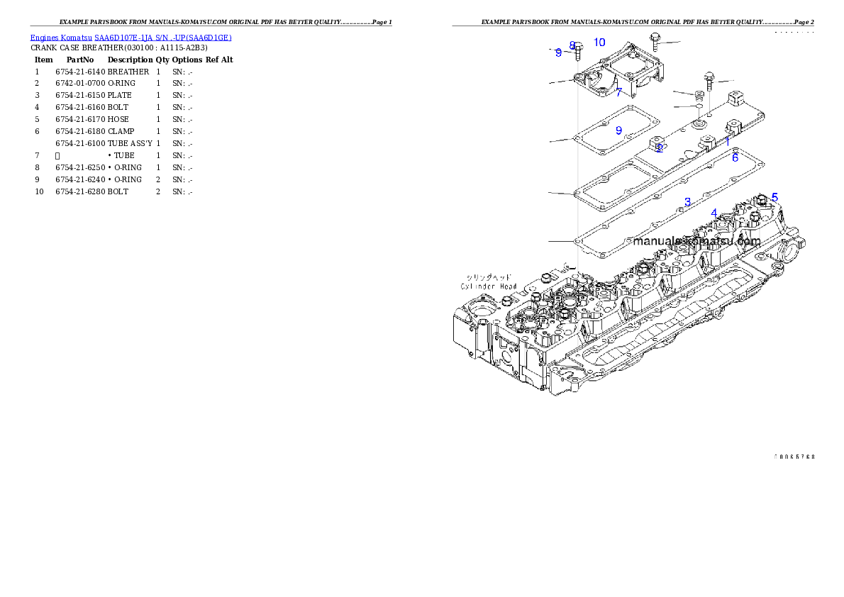 Protected: SAA6D107E-1JA S/N .-UP Partsbook