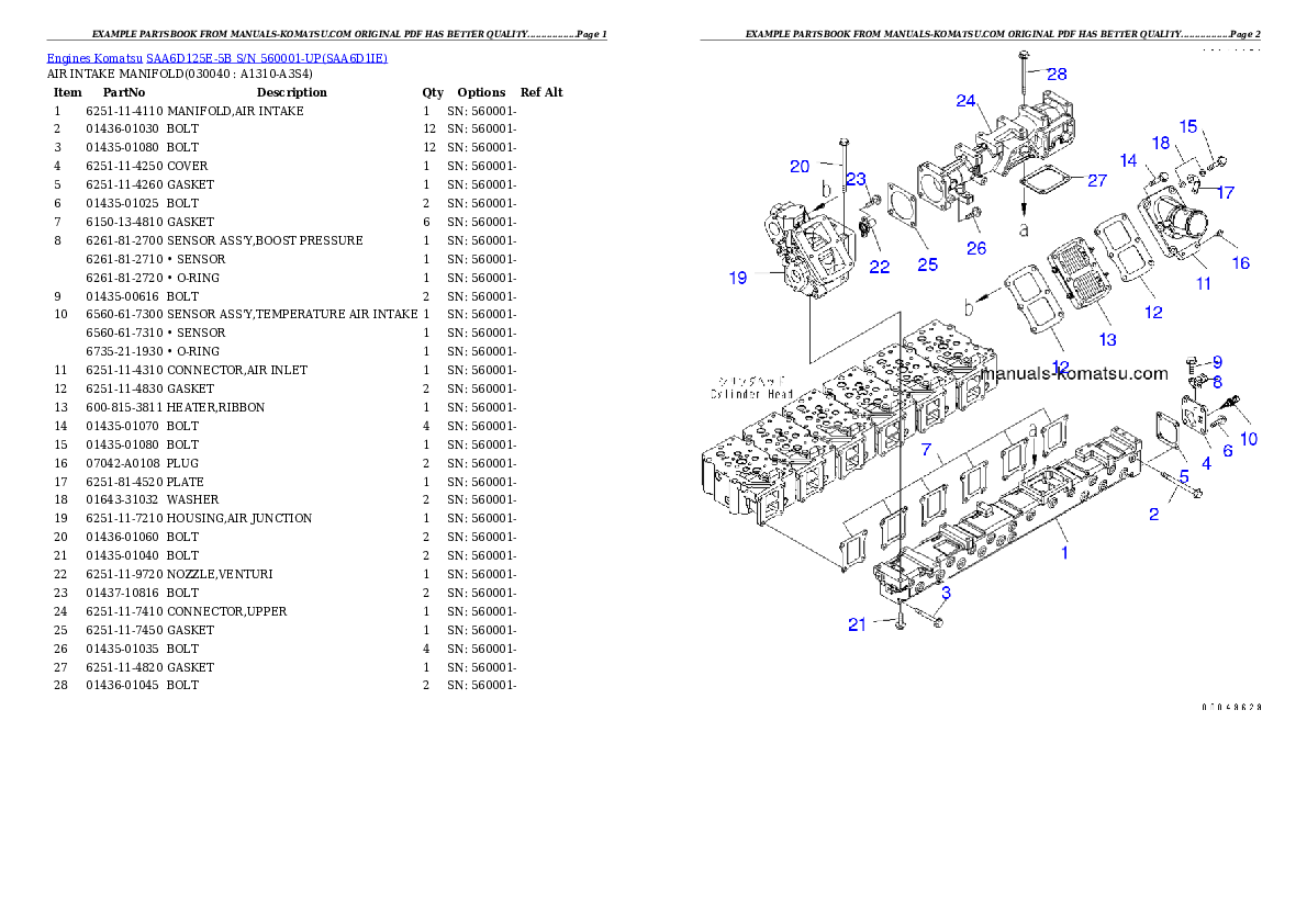 Protected: SAA6D125E-5B S/N 560001-UP Partsbook