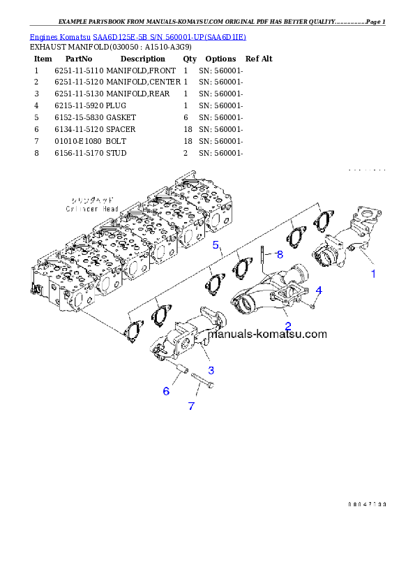 Protected: SAA6D125E-5B S/N 560001-UP Partsbook