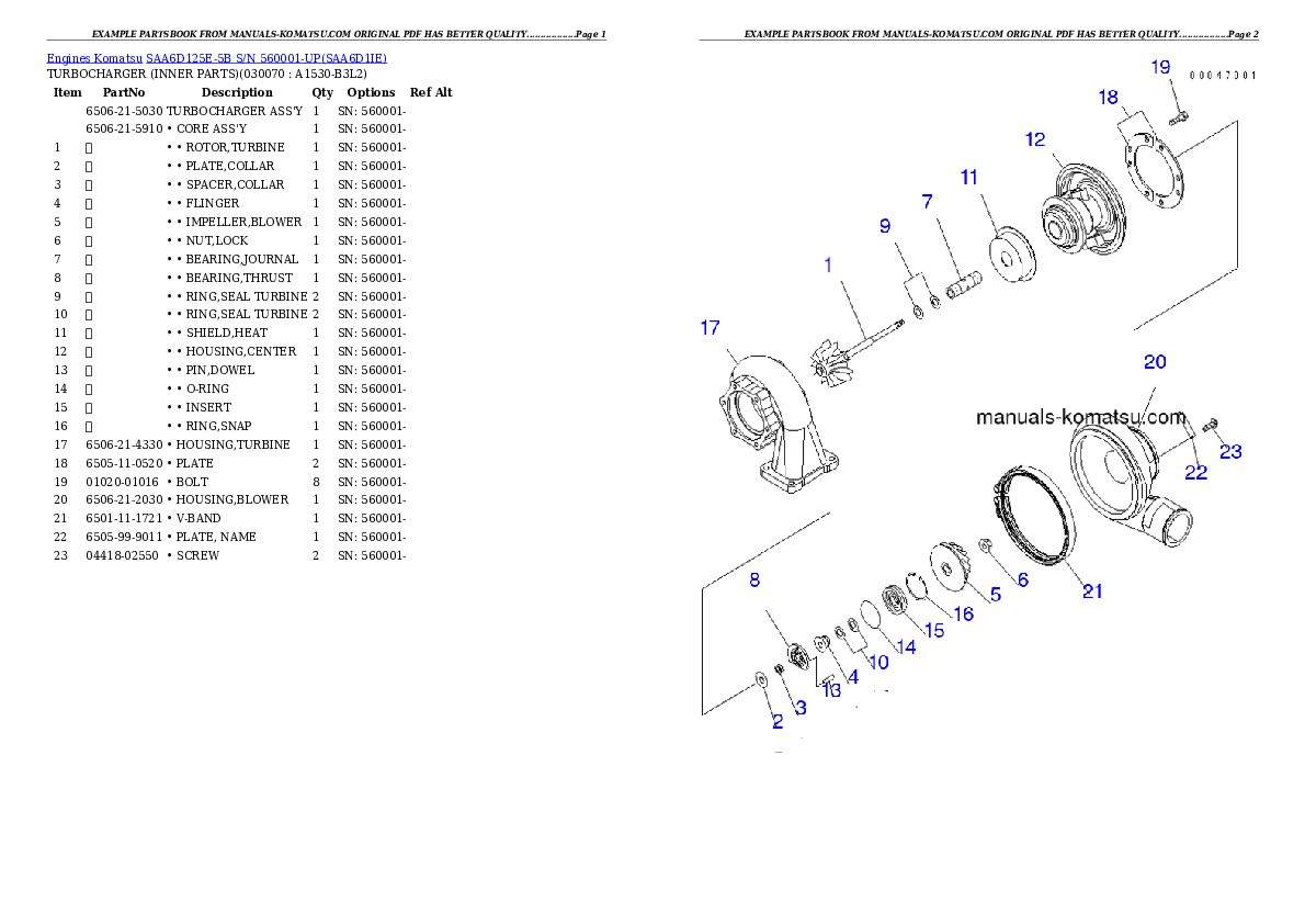 Protected: SAA6D125E-5B S/N 560001-UP Partsbook